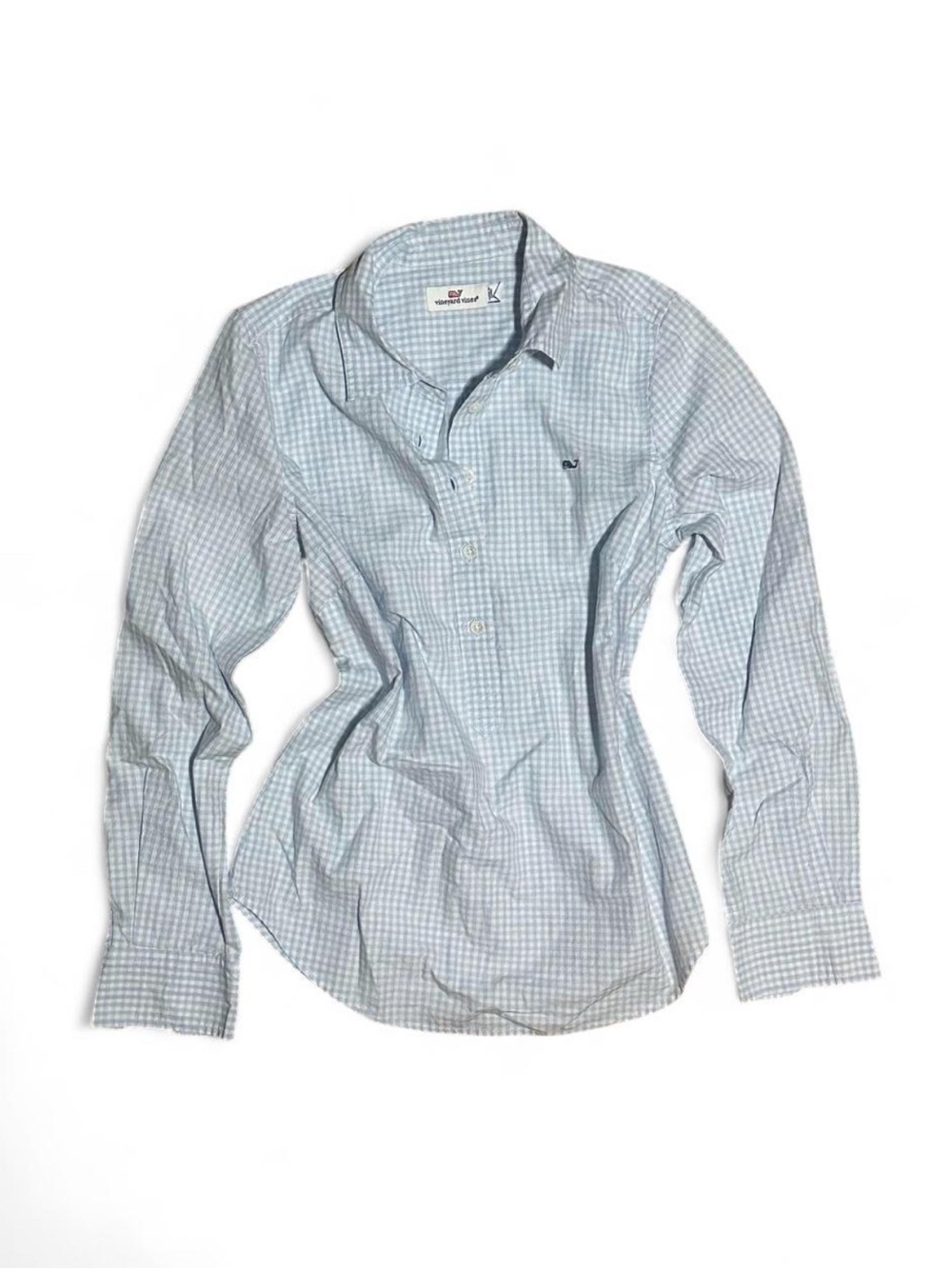 Vintage 2015 Vineyard Vines Blue & White Gingham Oxford Shirt Preppy Nautical